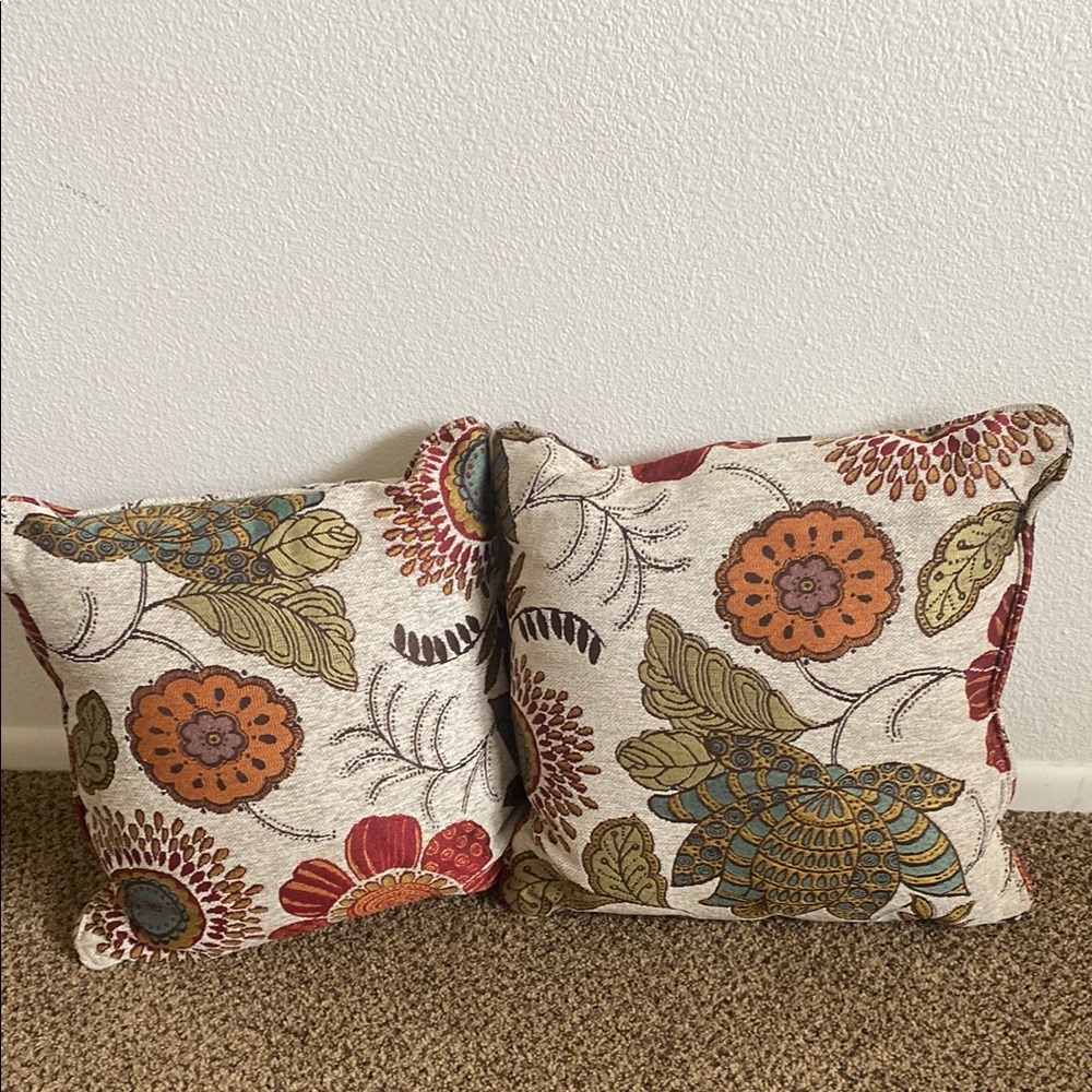 Orange and Green Botanical Accent Pillows